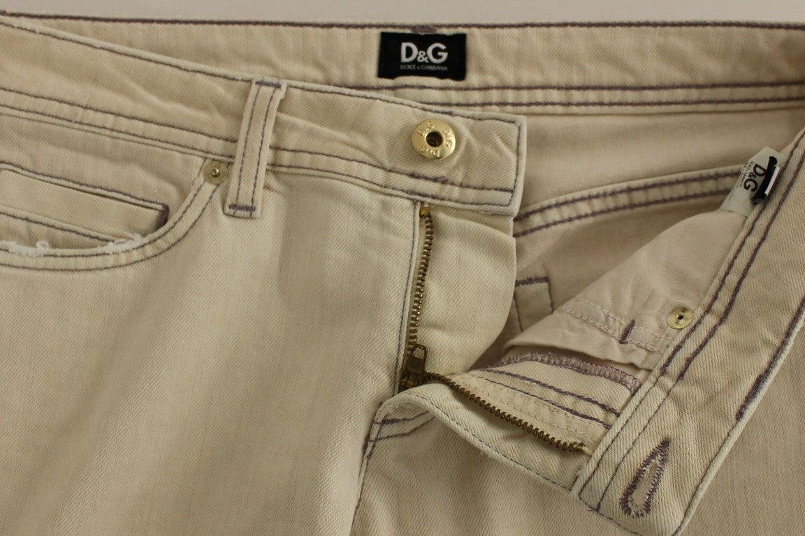 Chic Beige Cotton Blend Pants