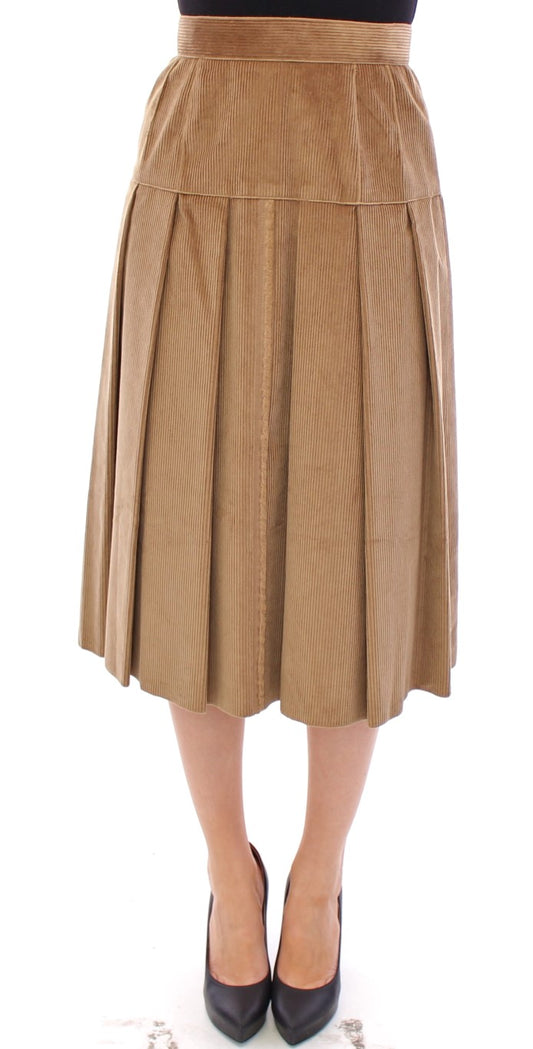 Elegant Beige Full Skirt with Leopard Details