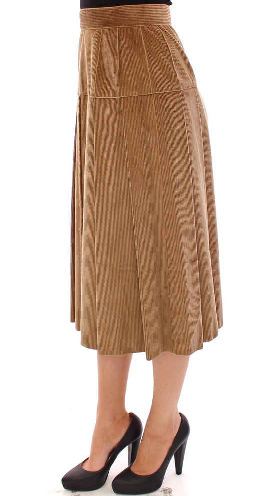 Elegant Beige Full Skirt with Leopard Details