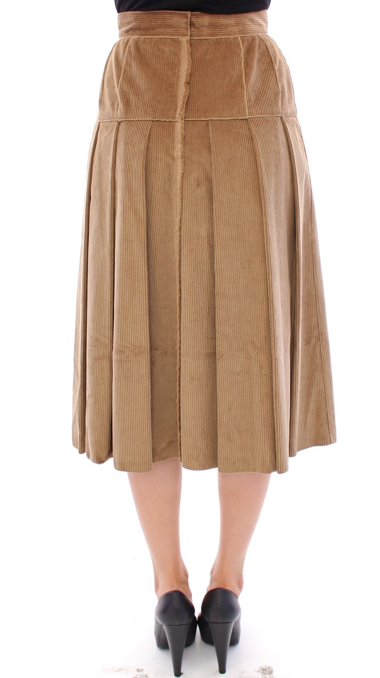 Elegant Beige Full Skirt with Leopard Details