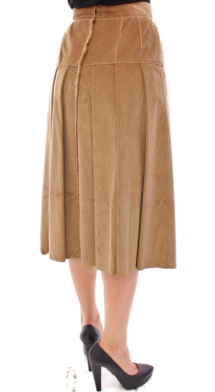 Elegant Beige Full Skirt with Leopard Details
