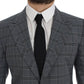 Elegant Blue Checkered Slim Fit Blazer