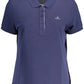 Blue Cotton Women Polo Shirt