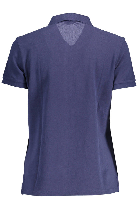 Blue Cotton Women Polo Shirt