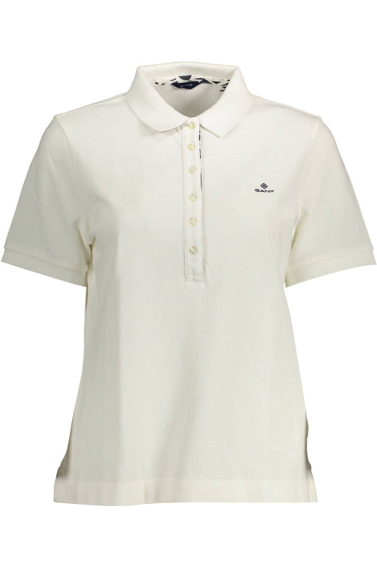 White Cotton Women Polo Shirt