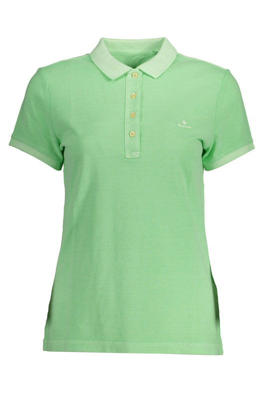 Green Cotton Women Polo Shirt