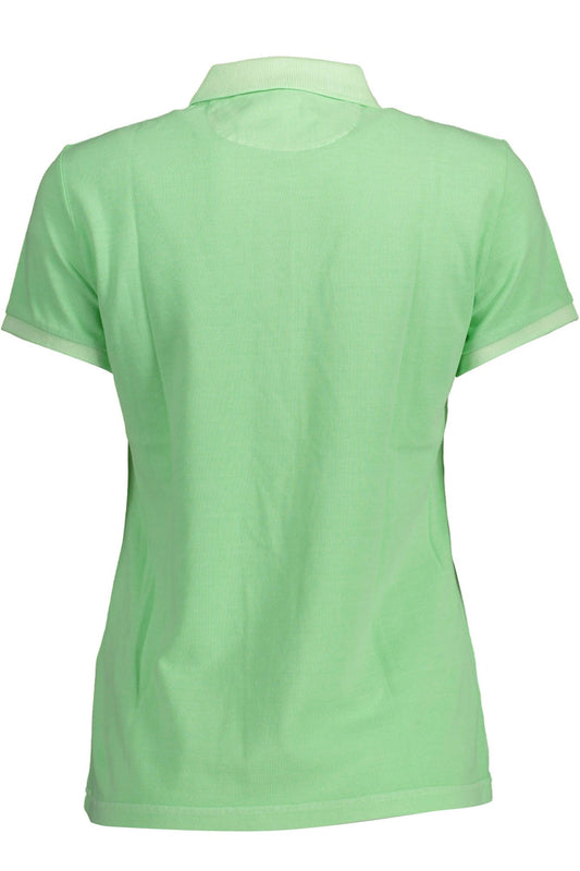 Green Cotton Women Polo Shirt