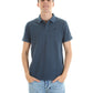 Blue Cotton Men Polo Shirt