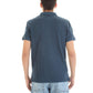 Blue Cotton Men Polo Shirt