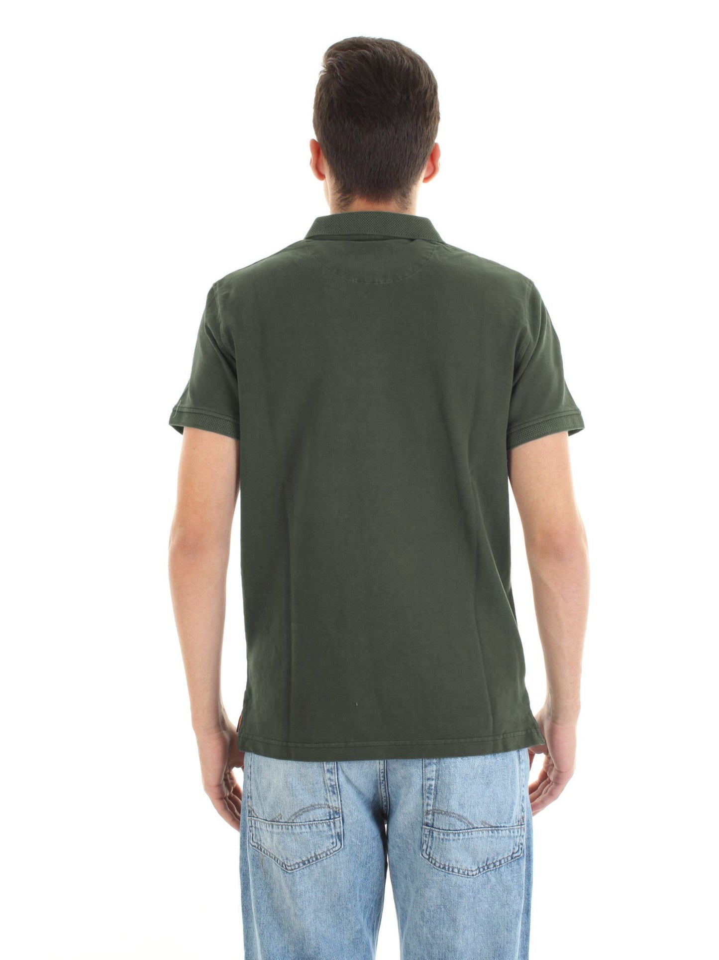 Green Cotton Men Polo Shirt