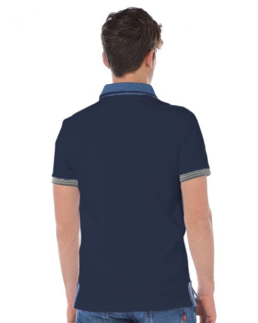 Blue Cotton Men's Polo Shirt