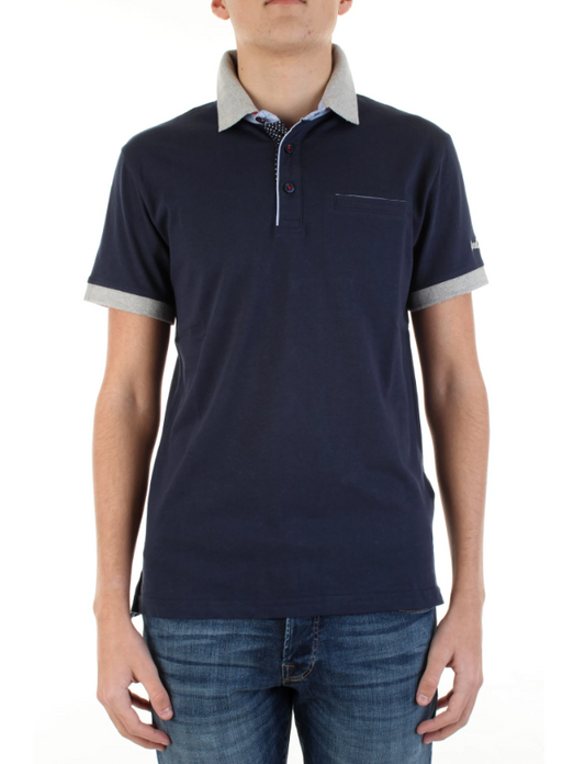 Blue Polyester Men Polo