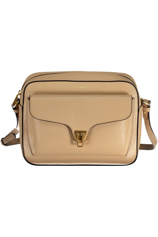 Beige Leather Women Handbag