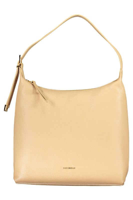 Beige Leather Women Handbag