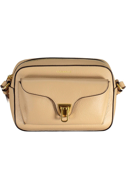 Beige Leather Women Handbag