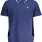 Blue Cotton Men Polo
