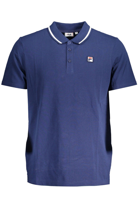 Blue Cotton Men Polo
