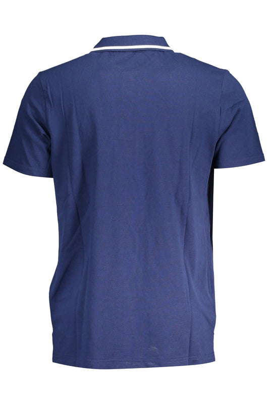 Blue Cotton Men Polo