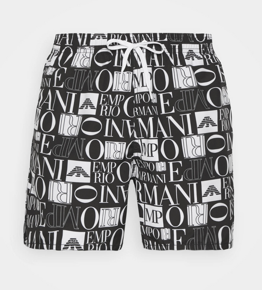 Black Polyester Men's Swimwear
