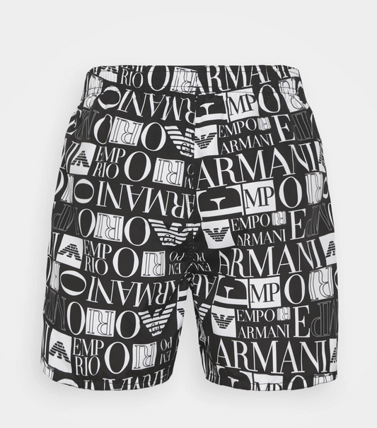 Black Polyester Men's Swimwear