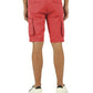 Chic Red Cotton Bermuda Shorts with Cargo Pockets