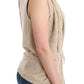 Beige V-Neck Belted Knit Vest