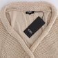 Beige V-Neck Belted Knit Vest