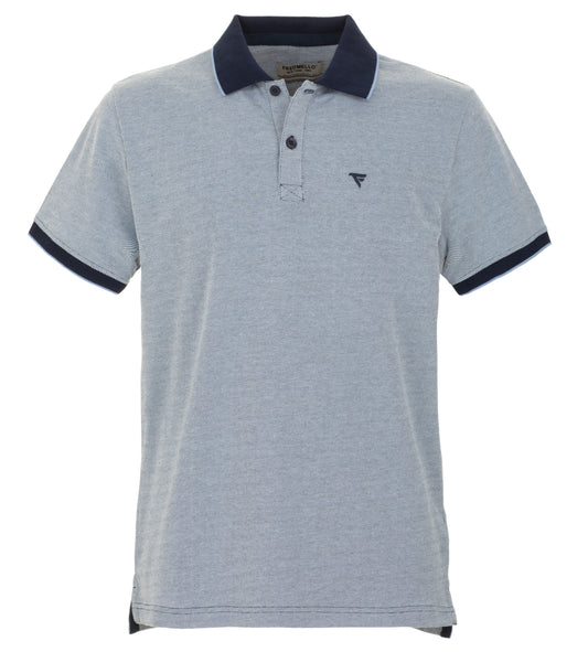 Blue Cotton Men Polo Shirt