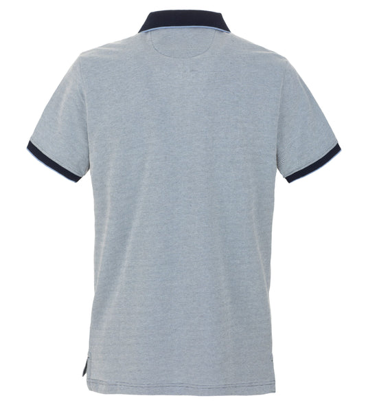 Blue Cotton Men Polo Shirt
