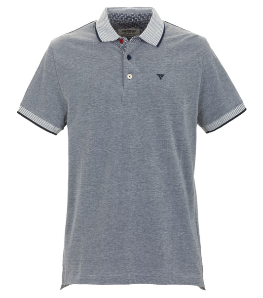 Blue Cotton Men Polo Shirt