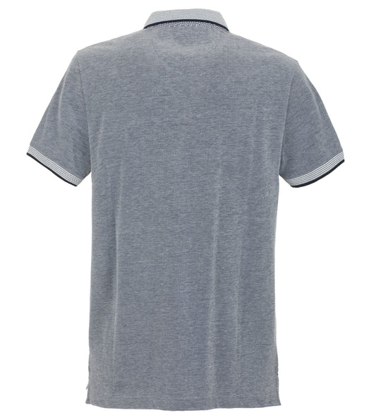 Blue Cotton Men Polo Shirt