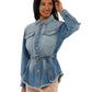 Blue Cotton Women Jacket