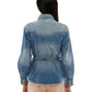 Blue Cotton Women Jacket