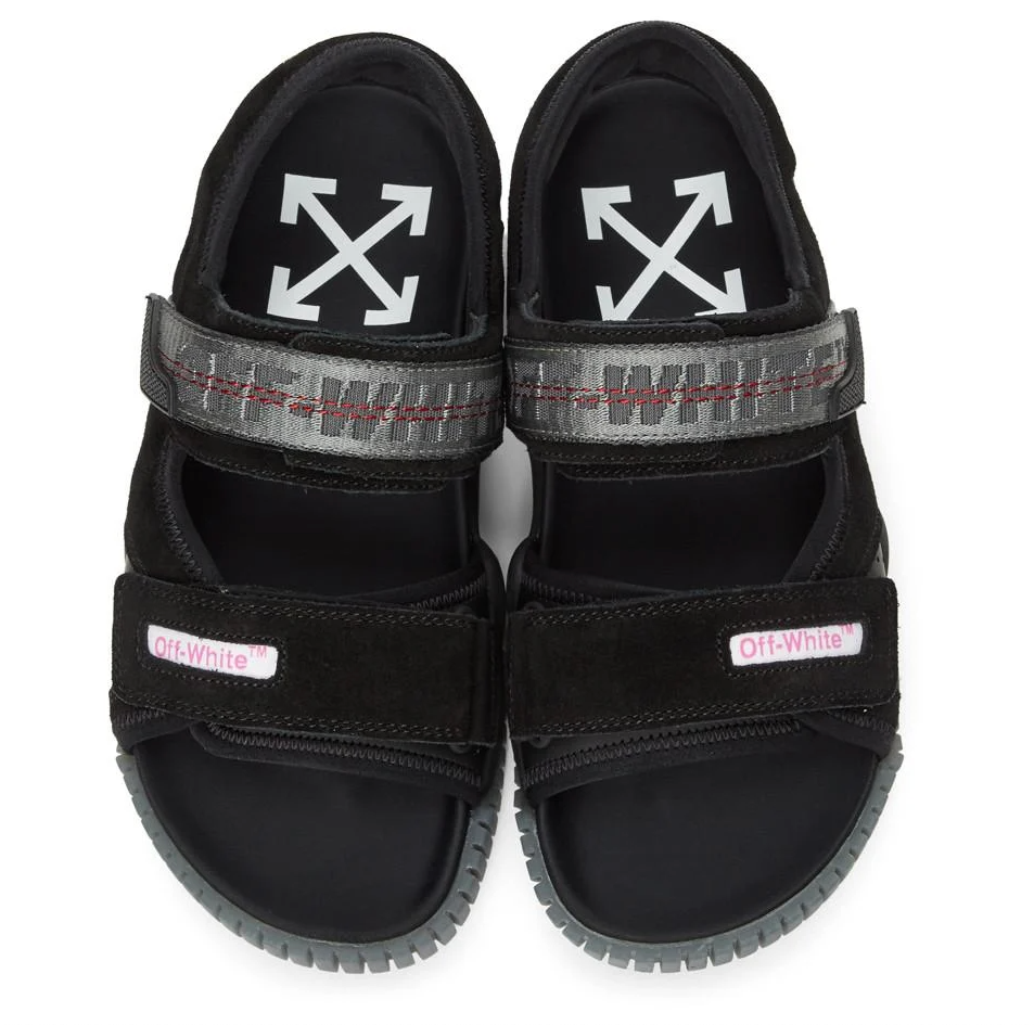 Black Polyester Men Sandal