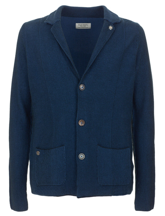 Blue Cotton Men's Blazer