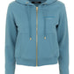 Chic Blue Zippered Cotton Hoodie