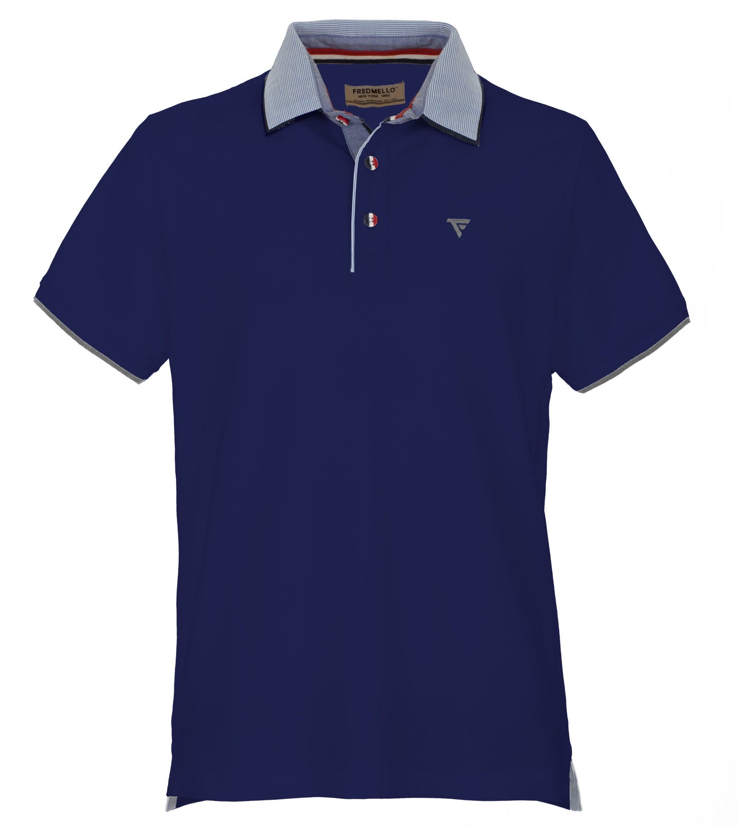 Blue Cotton Men Polo Shirt