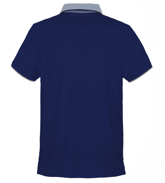 Blue Cotton Men Polo Shirt