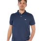 Blue Cotton Men Polo Shirt