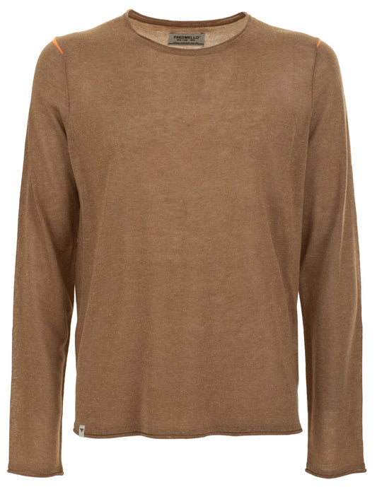 Brown Acrylic Men Sweater