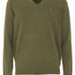 Vintage V-Neck Cotton Sweater - Green
