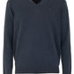 V-Neck Cotton Sweater with Vintage Charm