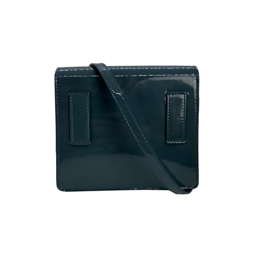 Blue Patent Leather Women Crossbody Bag