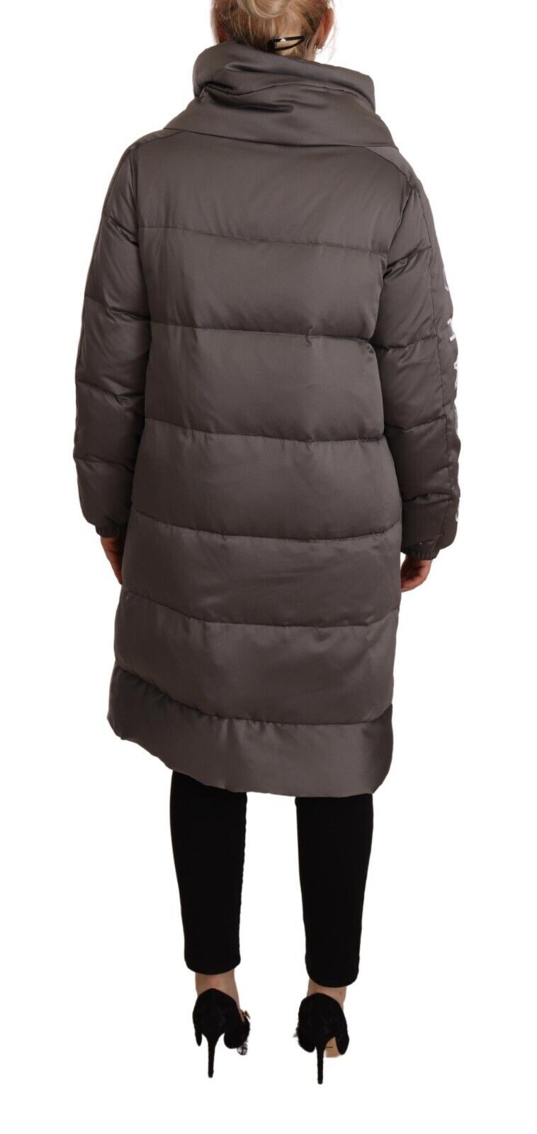 Elegant Gray Quilted Long Jacket