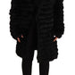Elegant Tasseled V-Neck Black Cardigan