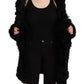 Elegant Tasseled V-Neck Black Cardigan