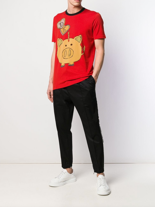 Red Cotton Men T-Shirt