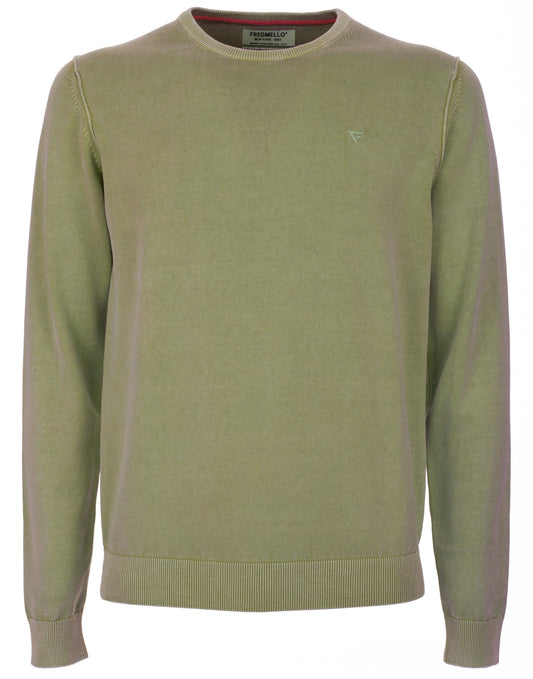 Green Cotton Men Sweater