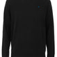 Elegant Crew Neck Cotton Sweater - Black