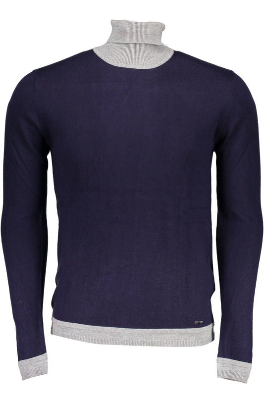 Blue Nylon Men Sweater